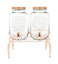 Suqueira de Vidro Dupla com Suporte Bronze 4 Litros