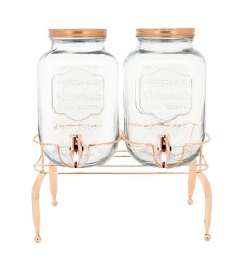 Suqueira de Vidro Dupla com Suporte Bronze 4 Litros