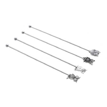 Jogo com 4 Misturadores em Zamac de Drink Coruja da Rojemac