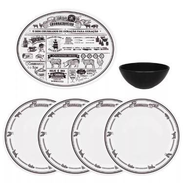 Conjunto para Churrasco de Porcelana Jornal do Churrasqueiro