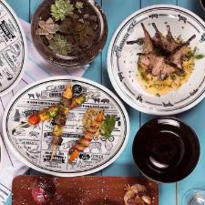 Conjunto para Churrasco de Porcelana Jornal do Churrasqueiro