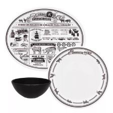 Conjunto para Churrasco de Porcelana Jornal do Churrasqueiro