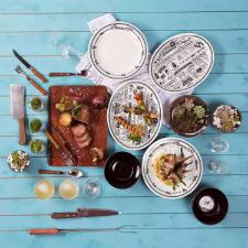 Conjunto para Churrasco de Porcelana Jornal do Churrasqueiro