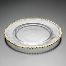 Sousplat de Cristal da Linha Pearl Gold Dourado da Wolff