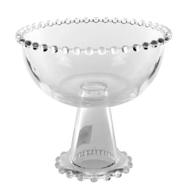 Bowl Grande de Vidro com P� e Borda de Bolinha da Grillo