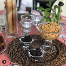 Bowl Grande de Vidro com P� e Borda de Bolinha da Grillo