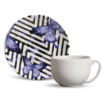 X�cara de Ch� de Cer�mica da Linha Coup Papillon da Porto Brasil