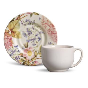 X�cara de Ch� de Cer�mica M�naco Hort�nsia da Porto Brasil