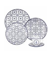 Aparelho de Jantar de Porcelana 30 pe�as da Linha Floreal N�utico