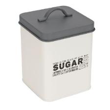 Lata de Metal Quadrada Sugar com Tampa Cinza