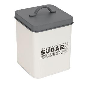 Lata de Metal Quadrada Sugar com Tampa Cinza