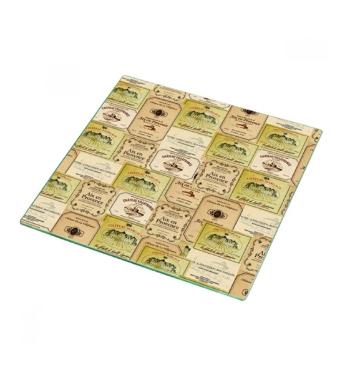 T�bua Quadrada de Vidro com p� para Queijo R�tulos