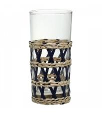 Copo em Vidro com Detalhes de Rattan