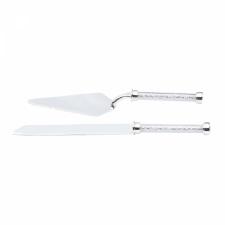 Talheres de Zamac para Bolo Prateados com Cabo Tran�ado Rojemac