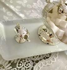 Mini A�ucareiro com Colher de Zamac Prateado da Rojemac