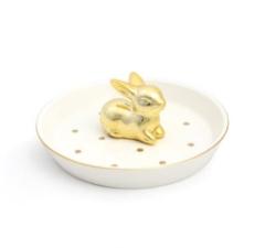 Mini Prato Redondo com Bolinhas Coelho Dourado