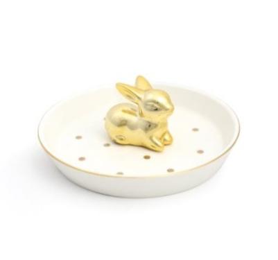 Mini Prato Redondo com Bolinhas Coelho Dourado