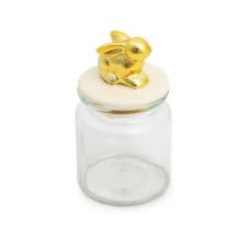 Pote de Vidro Coelho Dourado