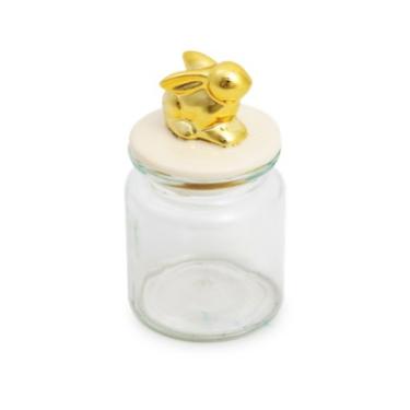 Pote de Vidro Coelho Dourado