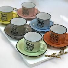 Jogo de 6 X�caras de Ch� Grandes de Porcelana Colorida Words