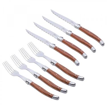 Conjunto de Faca e Garfo Churrasco 8 pe�as A�o Inox da Bon Goumet