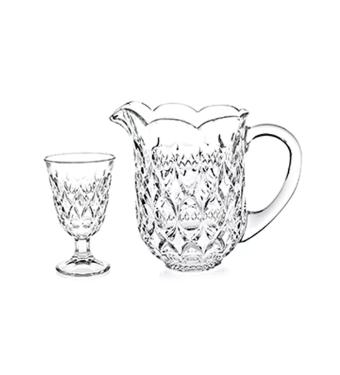 Conjunto de Jarra e 6 Ta�as em Cristal Lile Ang�lica da Lyor