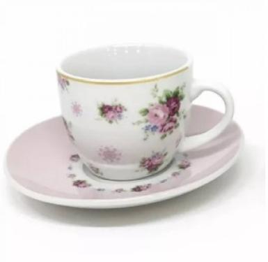 X�cara de Caf� em Porcelana Romance Rosa da Casa Ambiente