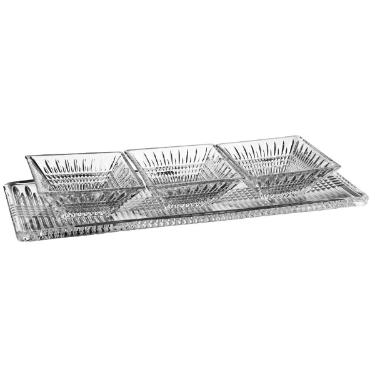 Travessa com 3 Bowls em Cristal Edimburgo