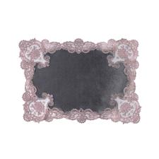 Lugar Americano de Veludo Cinza com Acabamento em Renda Rosa