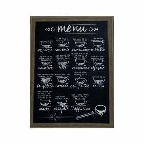 Quadro de Madeira Menu Caffe