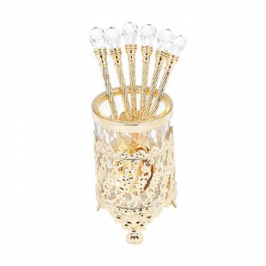 Conjunto de 6 Colheres com Suporte de Zamac Dourado