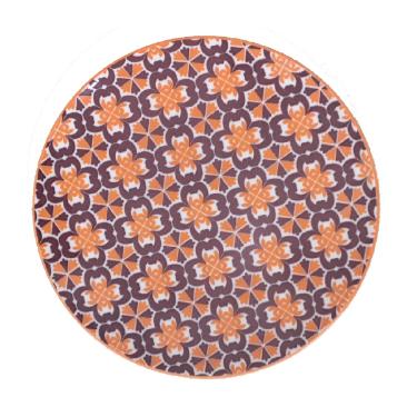 Prato de Sobremesa em Porcelana Bordado Laranja