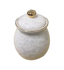 Pote de Cer�mica com Tampa Pontinhos com Filete Dourado