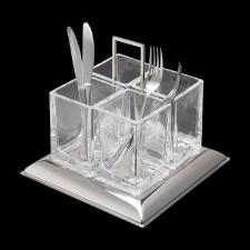 Porta Talher de Cristal e A�o Inox Torcello da Wolff