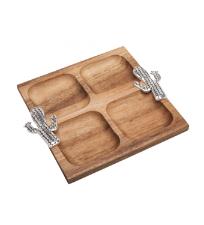 Petisqueira de Madeira Cacto Prata