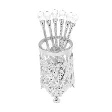 Conjunto de 6 Colheres com Suporte de Zamac Prata