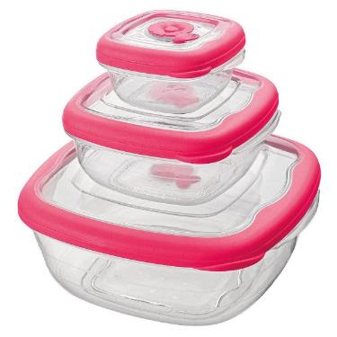 Conjunto com Tr�s Potes Quadrados vermelho