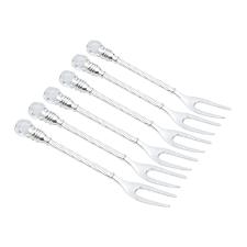 Conjunto com 6 Garfinhos para Petisco em Zamac Silver Plated