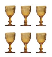 Jogo com 6 Ta�as para �gua Bico de Jaca Ambar