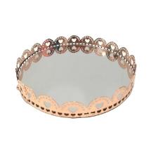 Bandeja de Metal Cobre Rose com Cora��o Espelhada