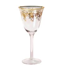 Ta�a para Vinho de Cristal com Filigrano Dourado