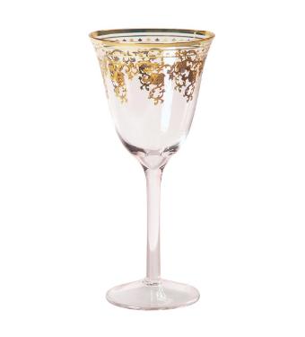 Ta�a para Vinho de Cristal com Filigrano Dourado