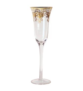 Ta�a para Champagne de Cristal com Filigrano Dourado