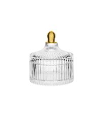 Bomboniere em Vidro Pequena com Detalhe Dourado