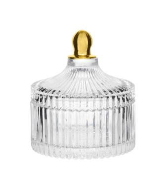 Bomboniere em Vidro Grande com Detalhe Dourado