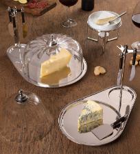 Prato de Queijo Inox com Tampa Optic Glass