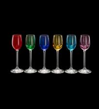 Jogo de 6 Ta�as de Licor Gastro Colibri de Cristal Colorido