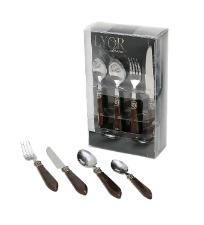 Faqueiro 24 Pe�as de Inox com Cabo Mother Pearl Marrom