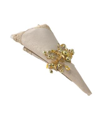 Anel de Guardanapo Flor Mi�angas Dourado