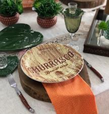 Prato Raso Churrasco Amarelo de Porcelana